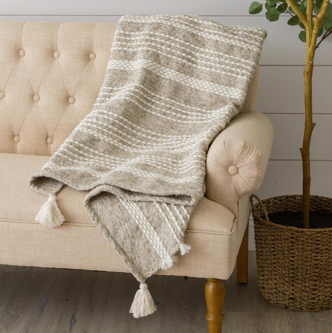 Woven with Textures and Tassel Throw