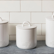 White Cottage Ceramic Canisters