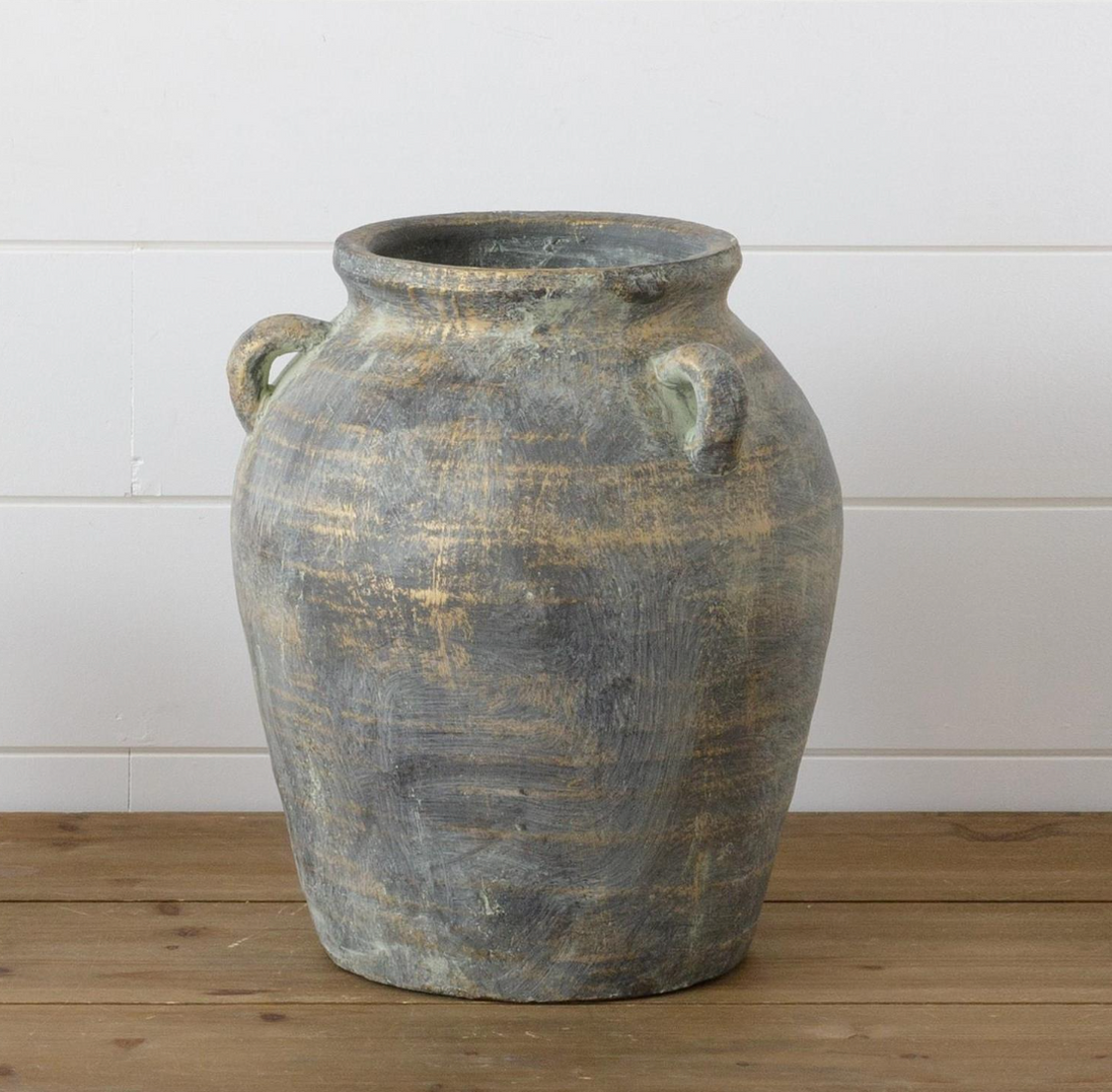 Terracotta Vase Distressed Black with Gold