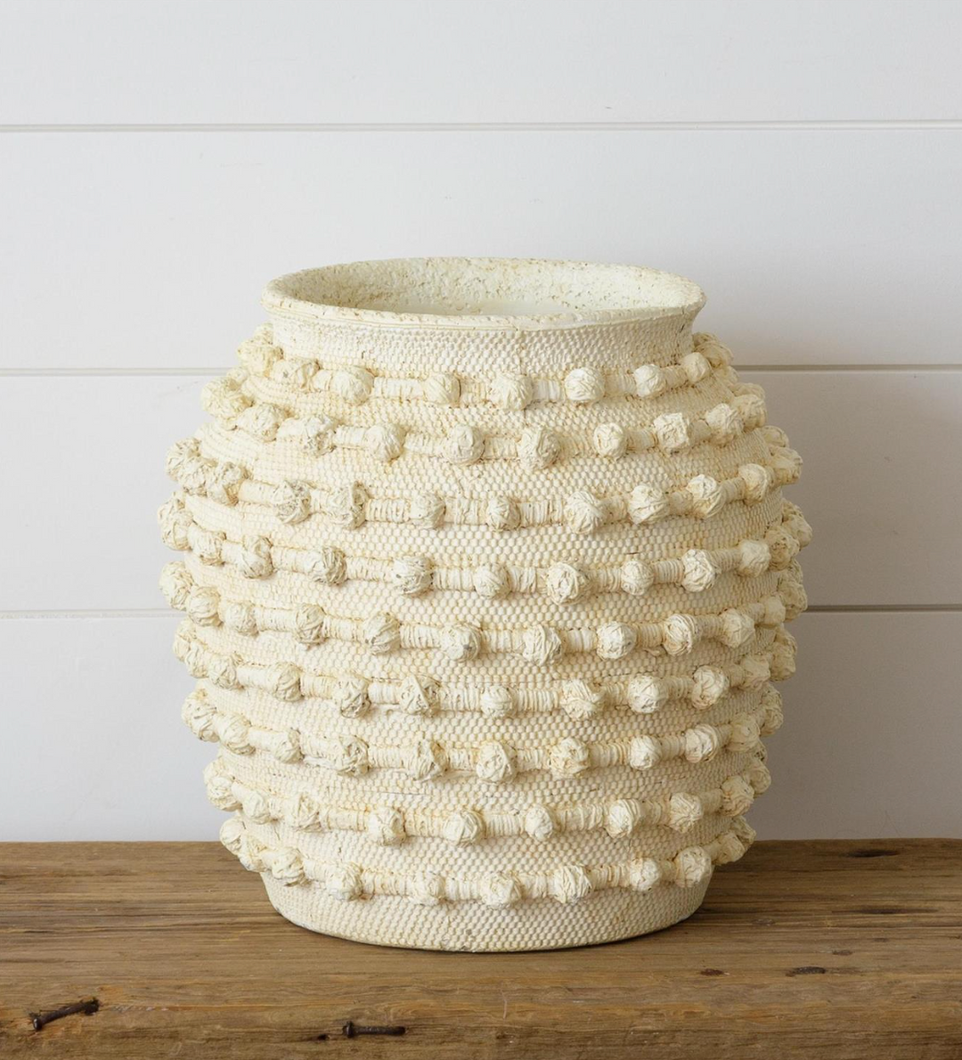 Ivory Textured Knot Cement Vase