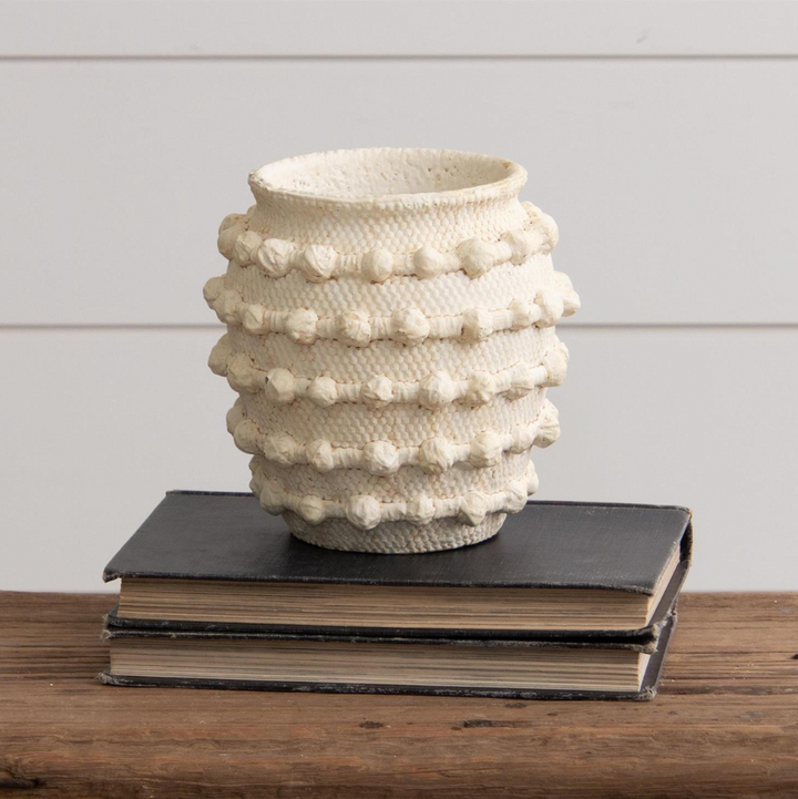 Ivory Textured Knot Cement Vase