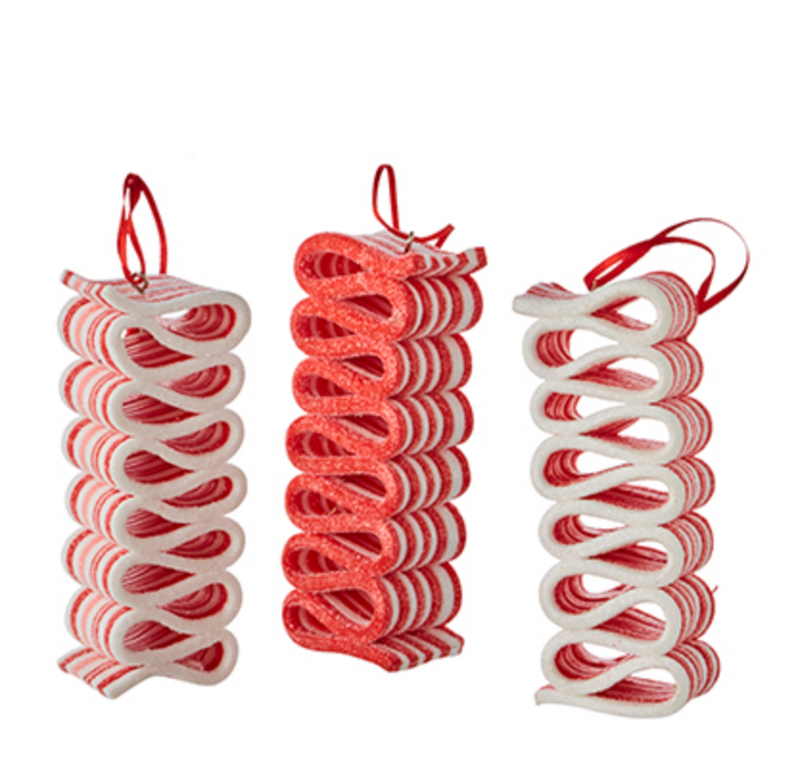 4" Red and White Ribbon Candy Ornament