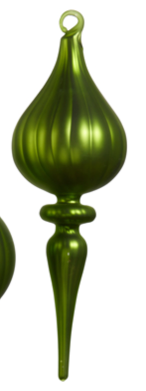 9" Matte Green Finial Ornament