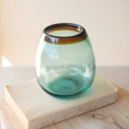 Stemless Wine Glass with Amber Rim
