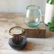 Stemless Wine Glass with Amber Rim