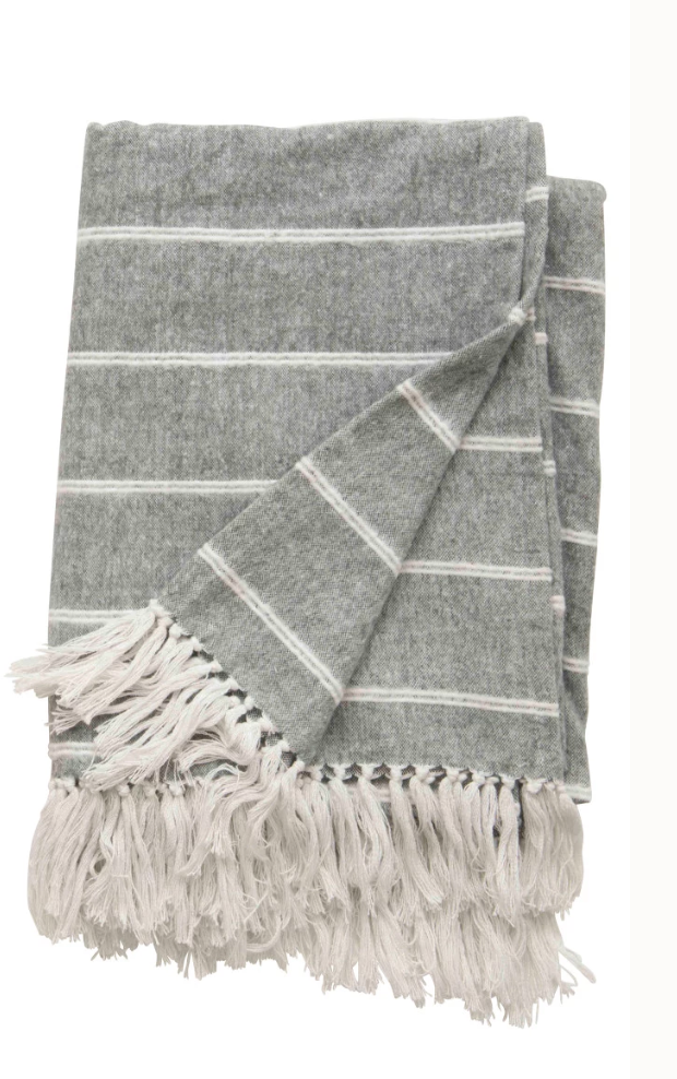 Striped Throw with Fringe