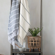 Striped Throw with Fringe