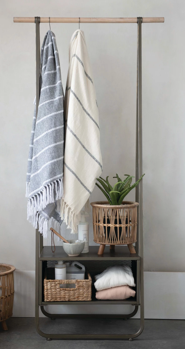 Striped Throw with Fringe