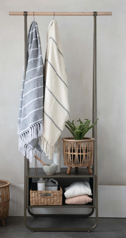 Striped Throw with Fringe