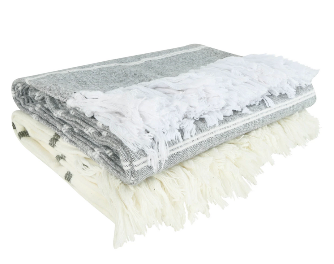 Striped Throw with Fringe