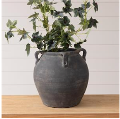 Black Distressed Vase w/ Handles
