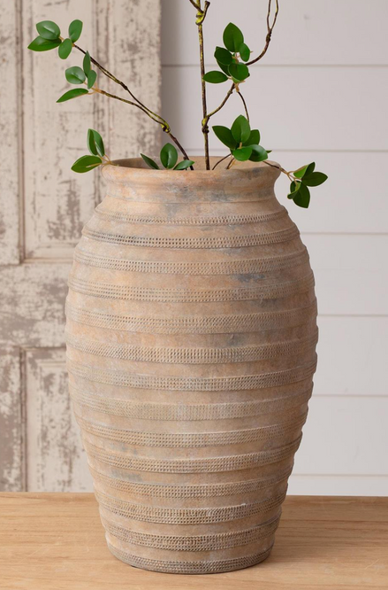 Textured Striped Ceramic Vase