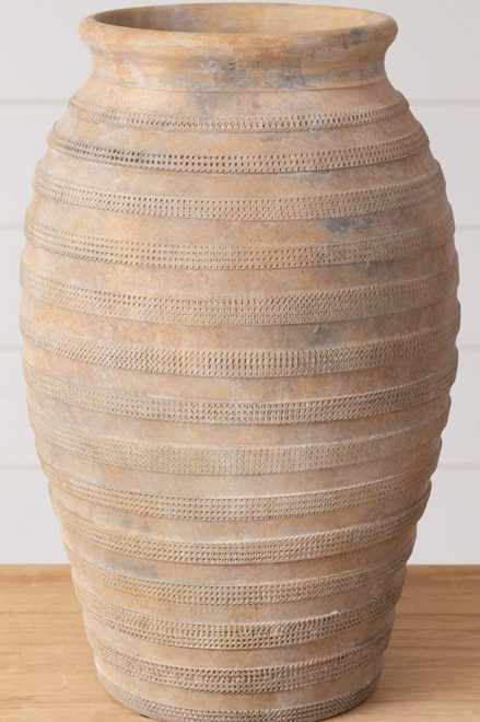 Textured Striped Ceramic Vase