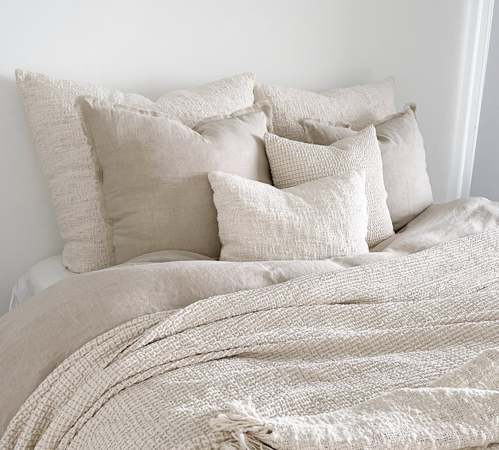 Natural Beige Fringe So Soft Linen Pillow