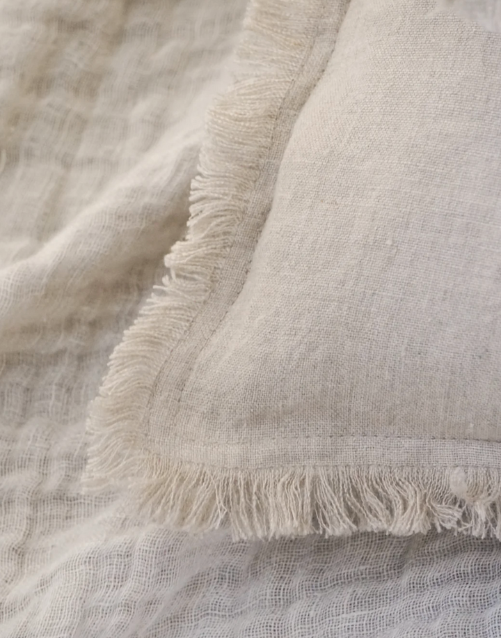 Warm Beige Fringe So Soft Linen Pillow