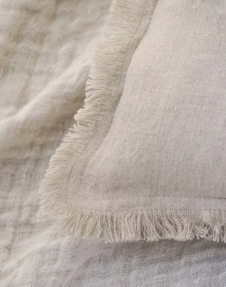 Natural Beige Fringe So Soft Linen Pillow