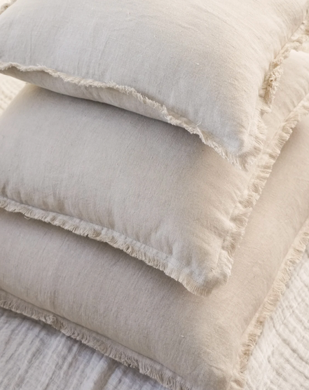 Natural Beige Fringe So Soft Linen Pillow