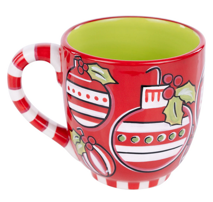 Red & White Holly Ornament Mug