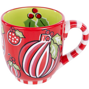 Red & White Holly Ornament Mug