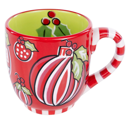 Red & White Holly Ornament Mug