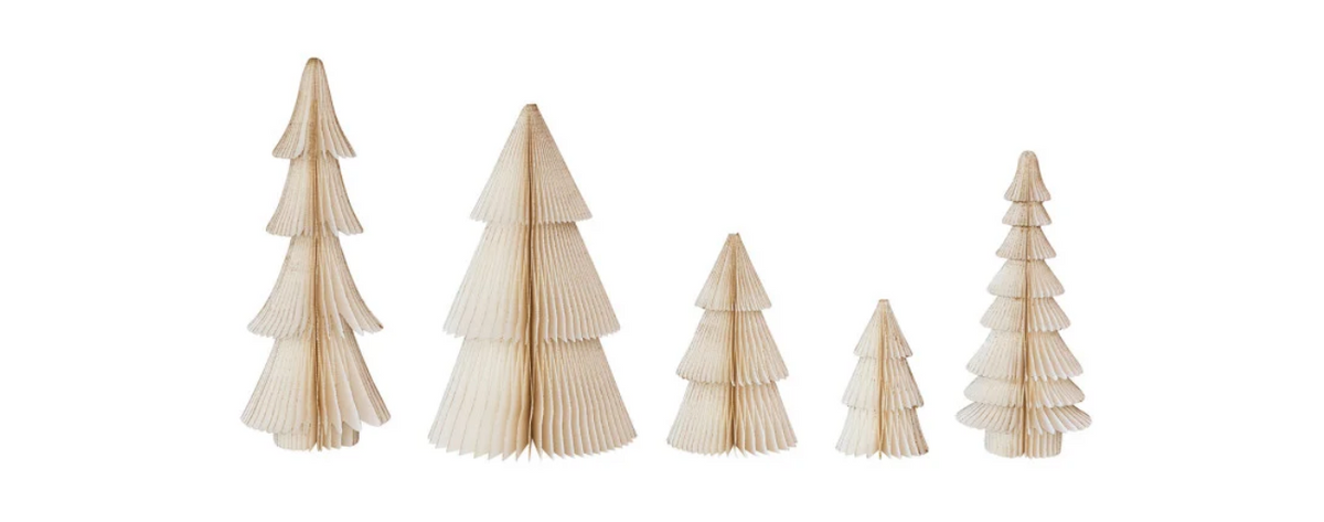 Paper Folding Honeycomb Trees w/ Gold Glitter
