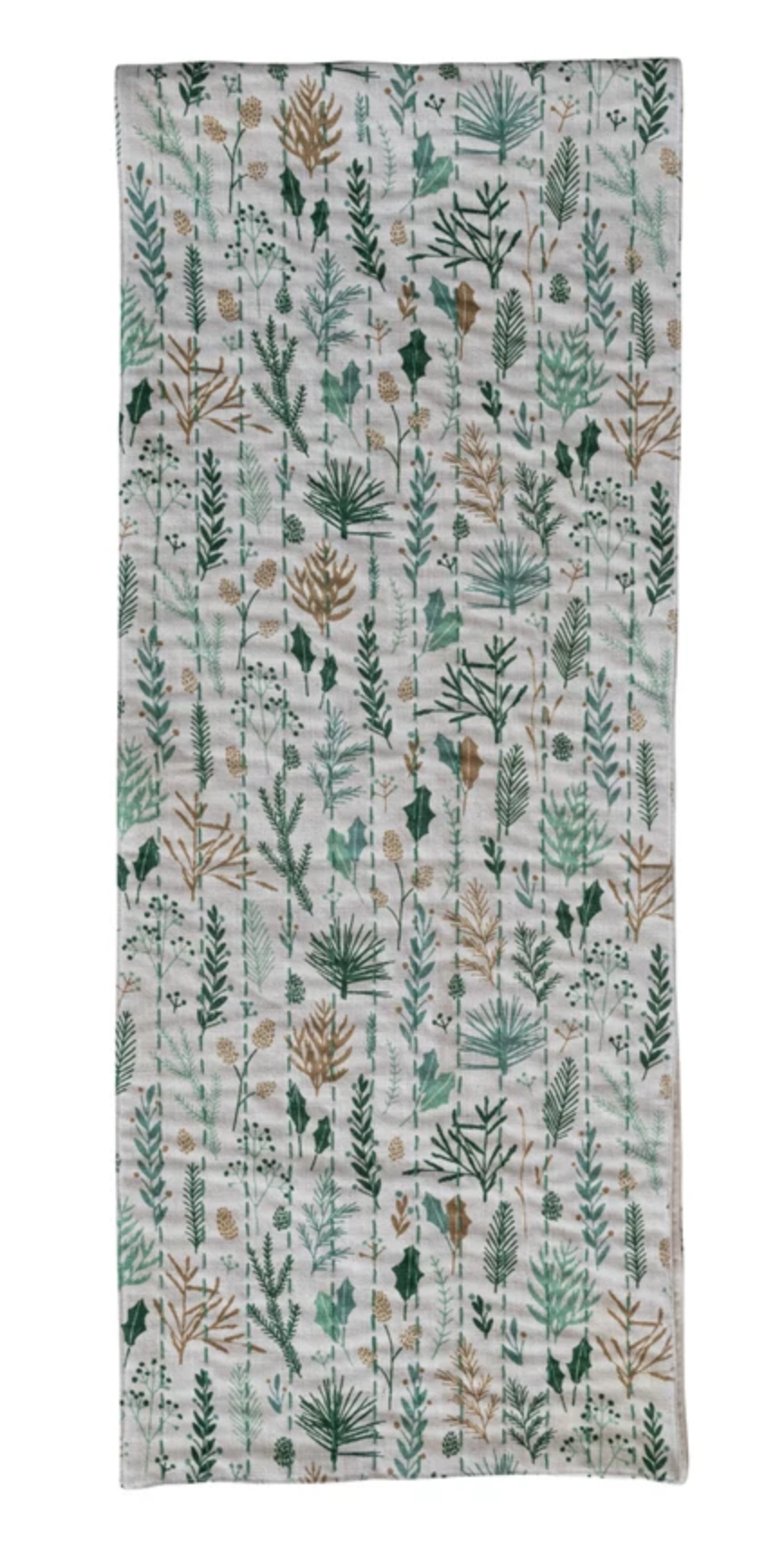 Woven Table Runner with Hand-Embroidered Kantha Stitch