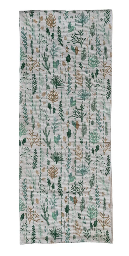 Woven Table Runner with Hand-Embroidered Kantha Stitch