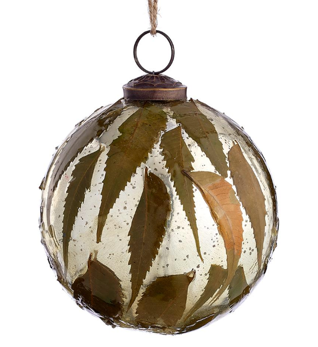 Leaf Pattern Glass Ornament