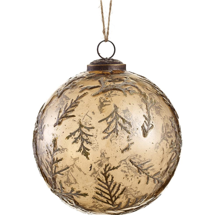 Pine Imprinted Glass Ornament