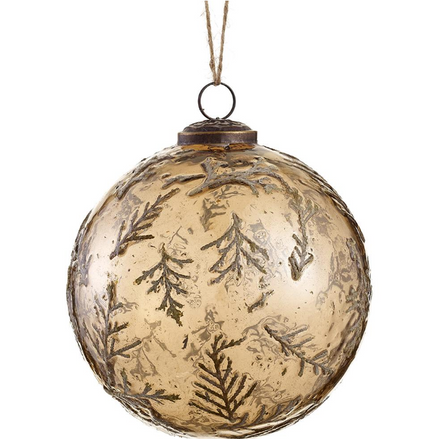 Pine Imprinted Glass Ornament