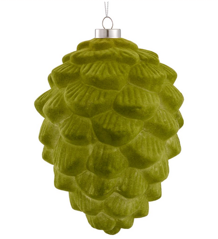 Flocked Glass Pinecone Ornament