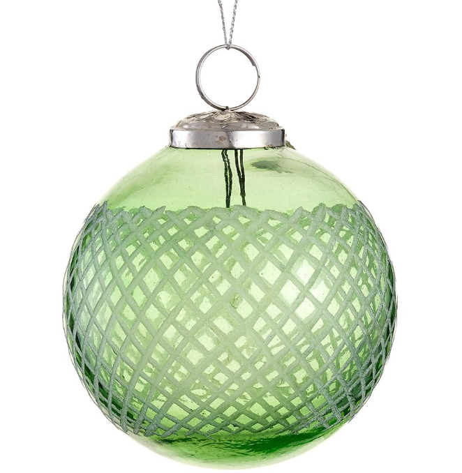 Green Etched Glass Ornament