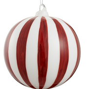 Red and White Glass Ball Ornament