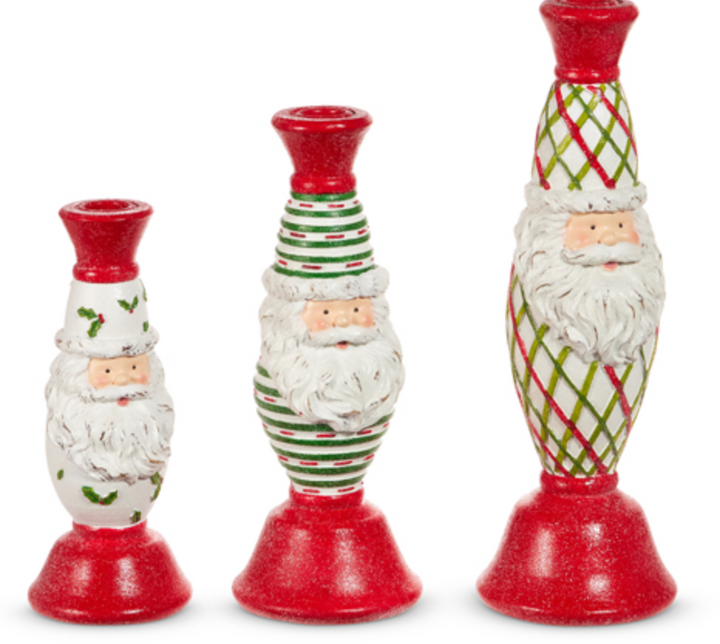 Patterned Santa Candlesticks