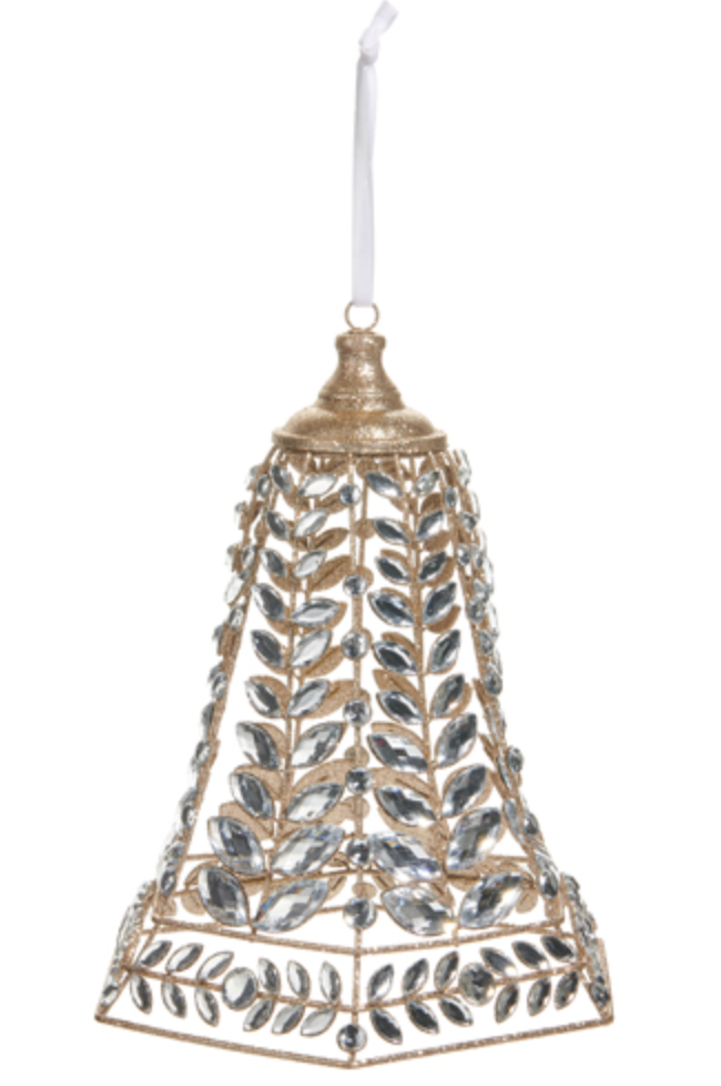 Clear Jeweled Bell Ornament