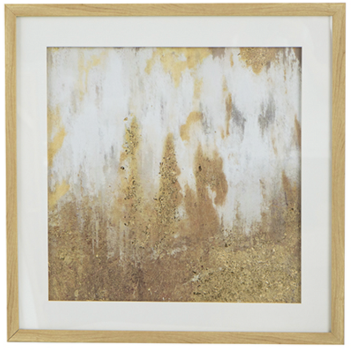 Framed Gold and Gray Wall Art with Glass Cover