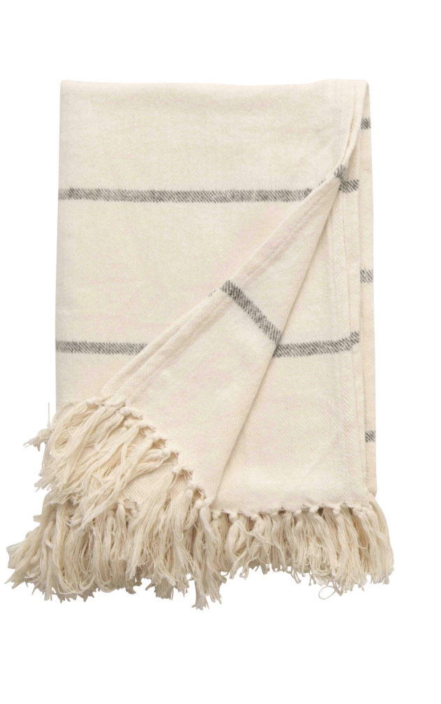 Striped Throw with Fringe