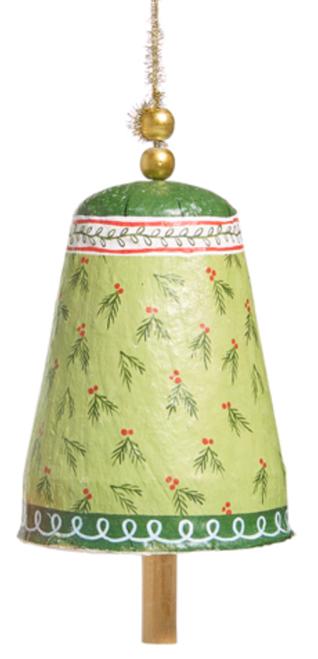 Christmas Paper Mache Bell Ornament