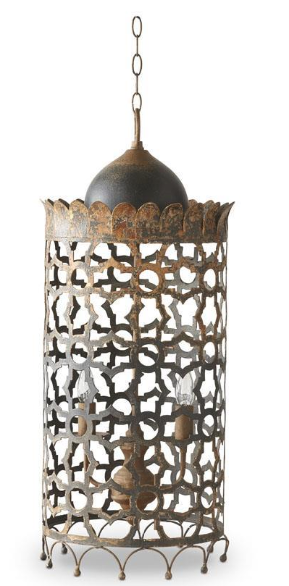 Chandelier 30” Metal Cutout Barrel KK