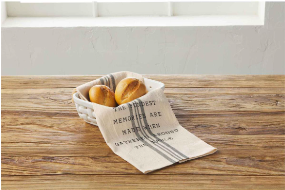 Ceramic Weave Serving Basket w/ Tea Towel