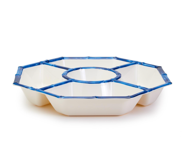 Dinnerware Blue & White Chip & Dip Bowl