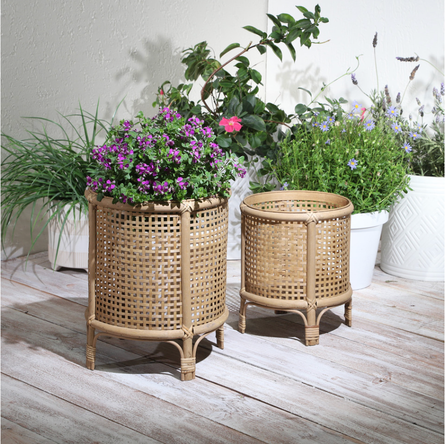 Brown Bamboo Woven Planters
