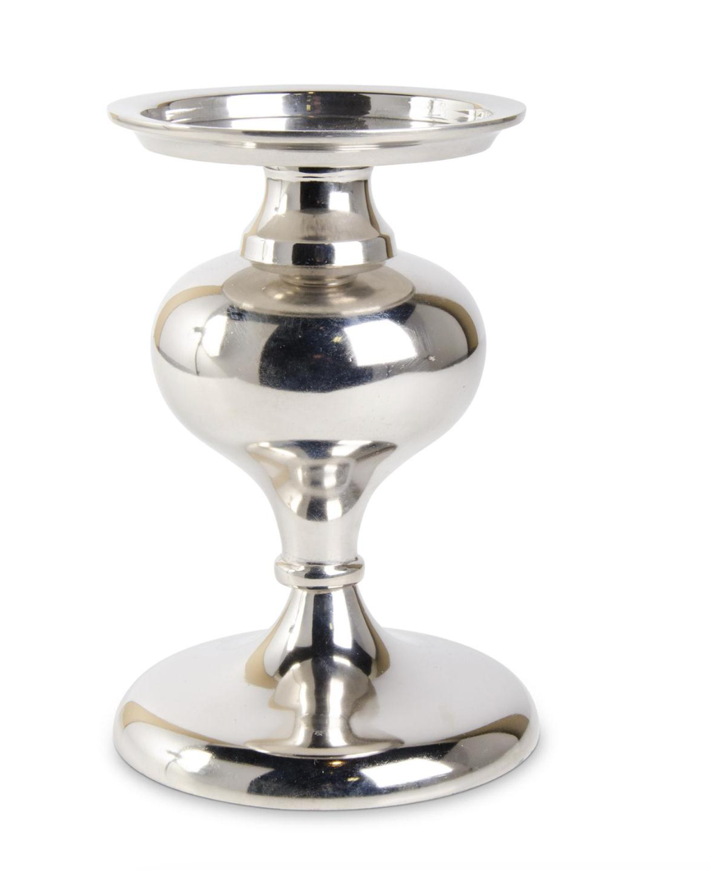 Candle Holder Metal Polished Silver LG