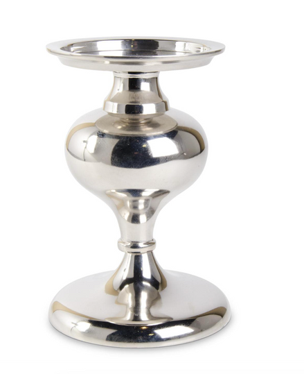 Candle Holder Metal Polished Silver