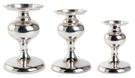 Candle Holder Metal Polished Silver