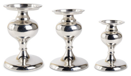 Candle Holder Metal Polished Silver