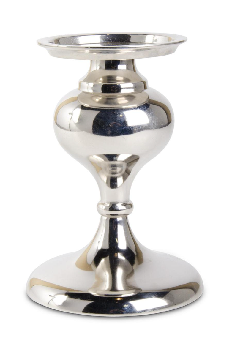 Candle Holder Metal Polished Silver MD