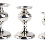 Candle Holder Metal Polished Silver MD