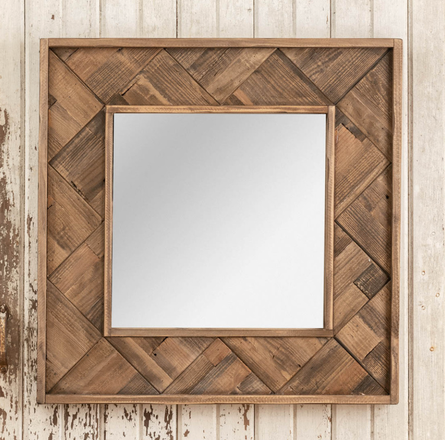 MIRROR 24.75" SQUARE WOOD FRAMED