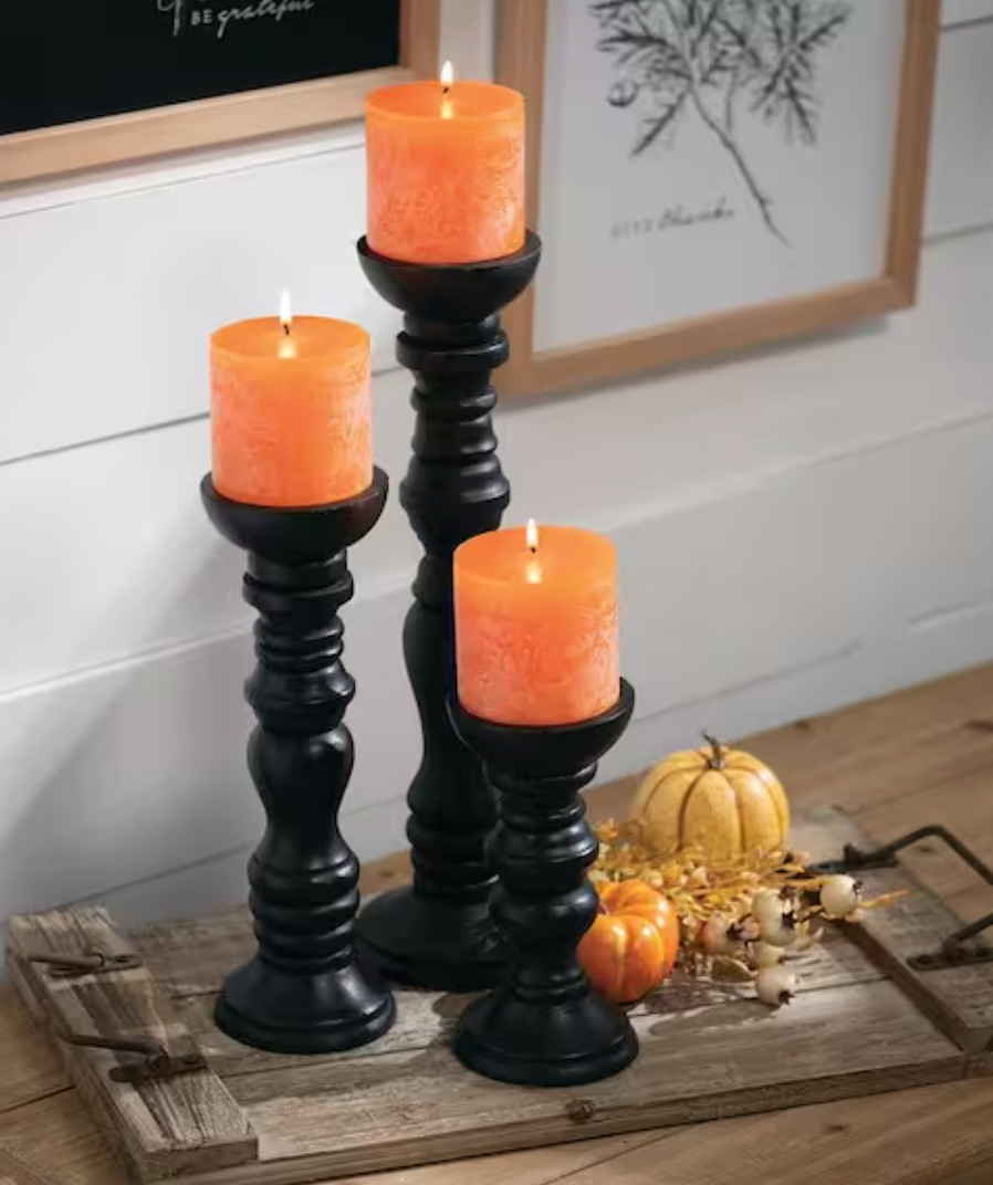 Candle Holder Pillar Black SUL Medium